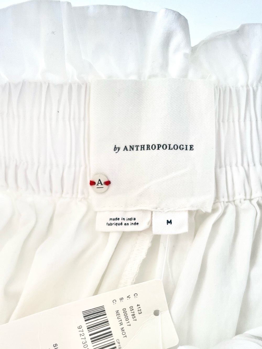 NWT Anthropologie Embroidered Culottes Sz M White Wide Leg Boho Scalloped Pants - Picture 8 of 14